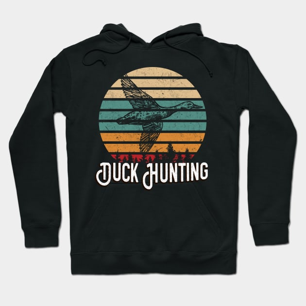 Duck Hunting Retro Bird Hunter Hoodie by Foxxy Merch